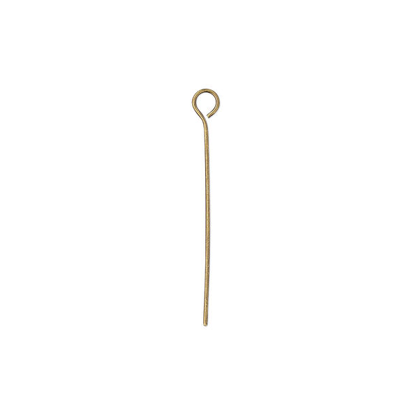 Eye pin, antique gold-plated brass, 1 inch, 24 gauge. Sold per pkg of 500. image number 0