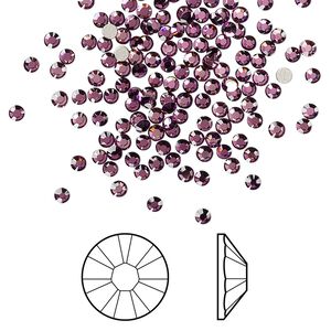 Flat back 144pk amethyst foil back, Crystal Passions® 2.1-2.3mm rose round SS7 2058