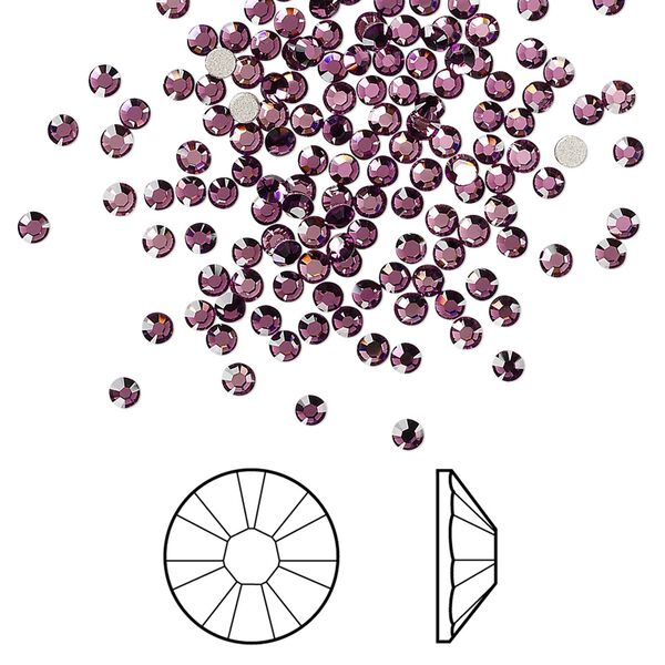 Flat back 144pk amethyst foil back, Crystal Passions® 2.1-2.3mm rose round SS7 2058 image number 0
