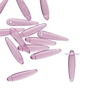 Bead, Preciosa Thorn™, Czech pressed glass, transparent light amethyst purple, 16x4mm top-drilled thorn. Sold per pkg of 20.