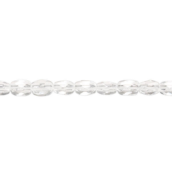 Bead, glass, clear, 5x3mm-6x4mm faceted oval. Sold per 12-inch strand. image number 0