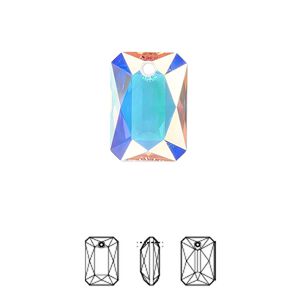 Drop 24pk crystal AB, Swarovski® 16x11.5mm pendant emerald cut 6435