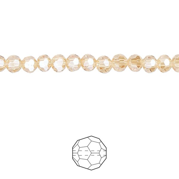 Bead 144pk translucent crystal golden shadow, Celestial Crystal® 4mm round image number 0