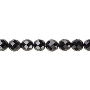 Black tourmaline 1pkg1, hand-cut faceted round bead natural 15.5-16 inch 6mm