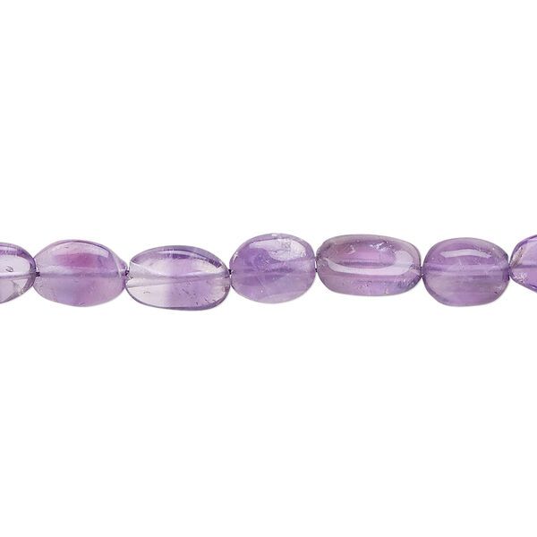 Bead, amethyst (natural), 7x5mm-12x8mm hand-cut flat oval, C grade, Mohs hardness 7. Sold per 15-1/2" to 16" strand. image number 0