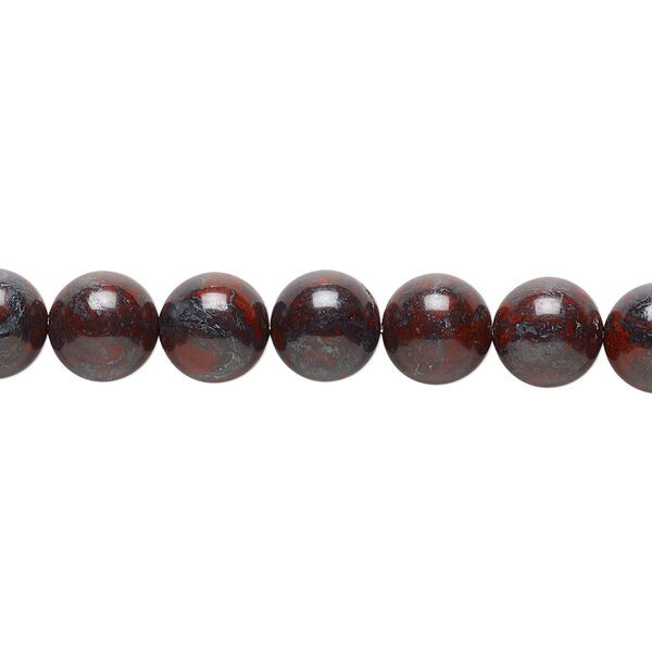 Bead, brecciated jasper (natural), 8mm round, B grade, Mohs hardness 6-1/2 to 7. Sold per 15-1/2" to 16" strand. image number 0