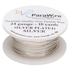 Wire, ParaWire™, silver-plated copper, round, 24 gauge. Sold per 10-yard spool.