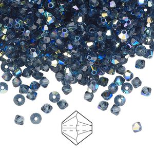 Bead 1440pk Montana AB, Preciosa Czech crystal 3mm bicone
