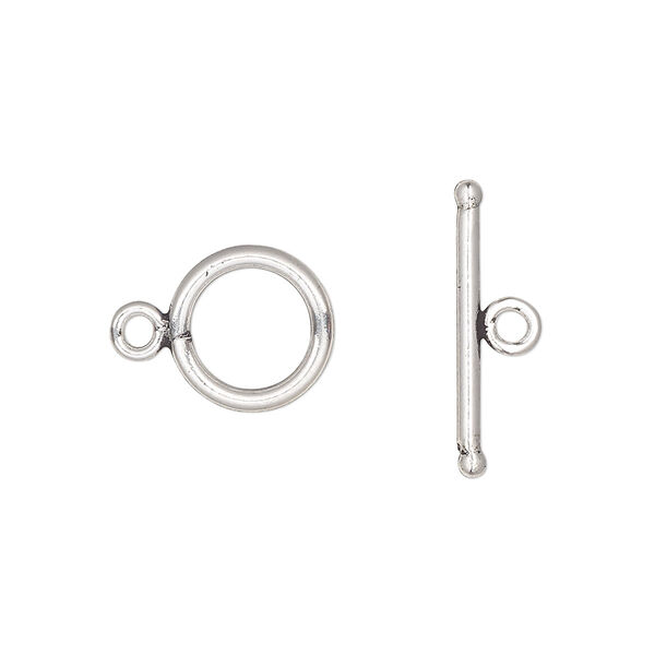 Clasp, toggle, antiqued sterling silver, 11mm smooth round. Sold individually. image number 0