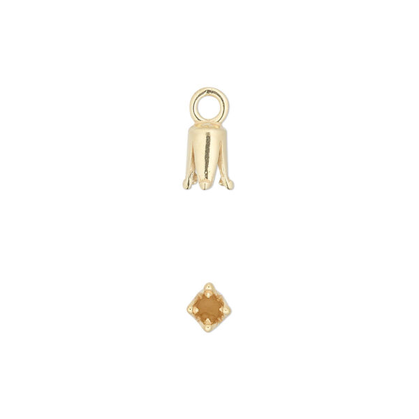 Cord end, JBB Findings, gold-plated pewter (tin-based alloy), 7x4mm cone with 2mm inside diameter. Sold per pkg of 4. image number 0