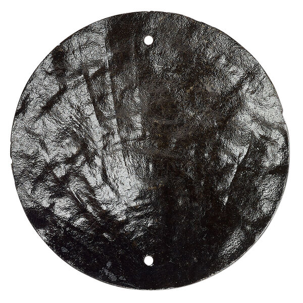 Wind chime component capiz shell 20pk 50mm double-drilled flat round, opaque black dyed image number 0