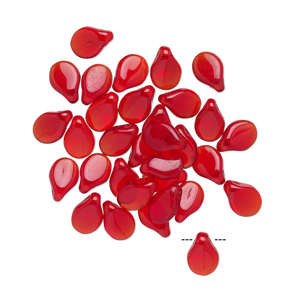 Bead, Preciosa Pip™, Czech pressed glass, transparent light red, 7x5mm top-drilled pip. Sold per pkg of 30. image number 0