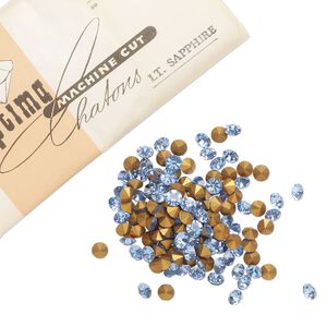 Chaton 288pk light sapphire foil back, vintage Preciosa Czech crystal rhinestone 6.14-6.32mm round SS29