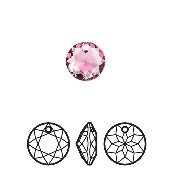 Drop 2pk rose, Crystal Passions® 10mm pendant classic cut 6430 image number 0
