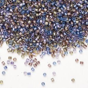 Seed bead, Miyuki Delica®, glass, pkg/250g, #11 round, transparent inside dyed color purple/bronze mix (DB0986).
