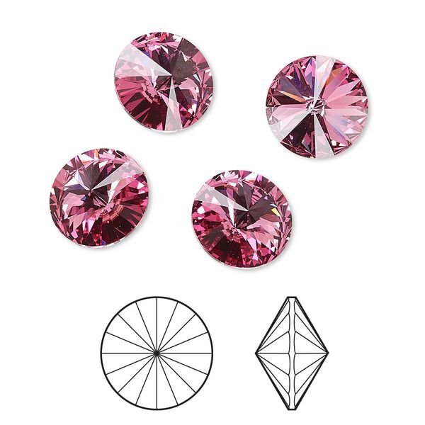 Chaton 4pk rose foil back, Crystal Passions® 10.54-10.91mm rivoli SS47 1122 image number 0