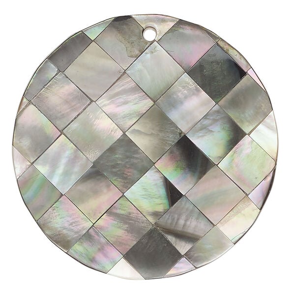 Black lip shell / gold lip shell / mother-of-pearl shell 1pkg1, top-drilled 1sided curved round focal 40mm image number 0