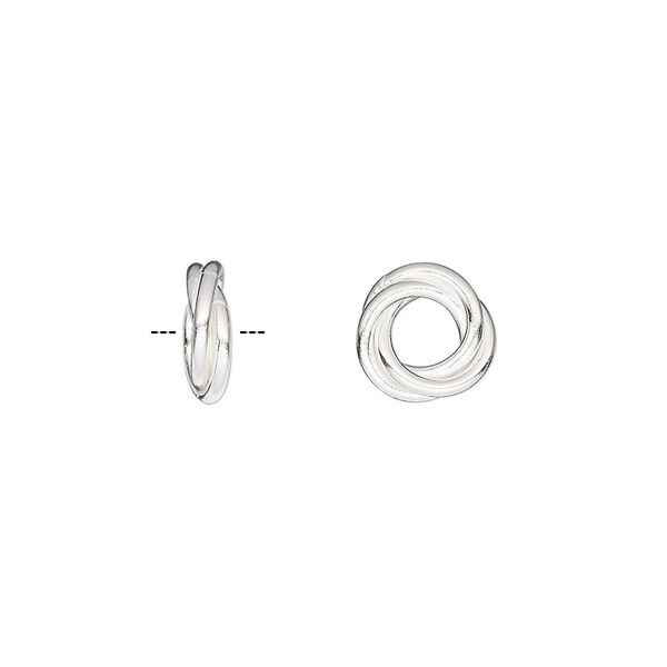 Bead, Rajasthani, sterling silver, 10x3mm 3-ring rondelle. Sold per pkg of 2. image number 0