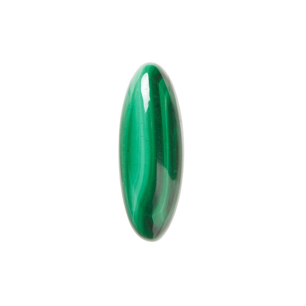 Cabochon, malachite (natural), 22x8mm calibrated oval, B grade, Mohs hardness 3-1/2 to 4. Sold individually. image number 0