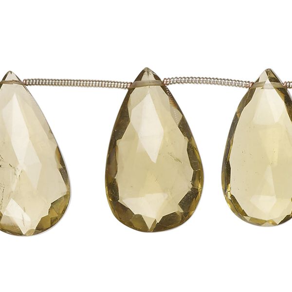 Golden quartz 1pkg11, hand-cut top-drilled faceted puffed teardrop bead 19x13mm-26x15mm image number 0