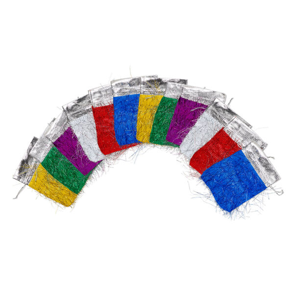 Pouch, acrylic, assorted metallic colors, 5-1/2 x 4 inches with fringe and drawstring. Sold per pkg of 12. image number 0