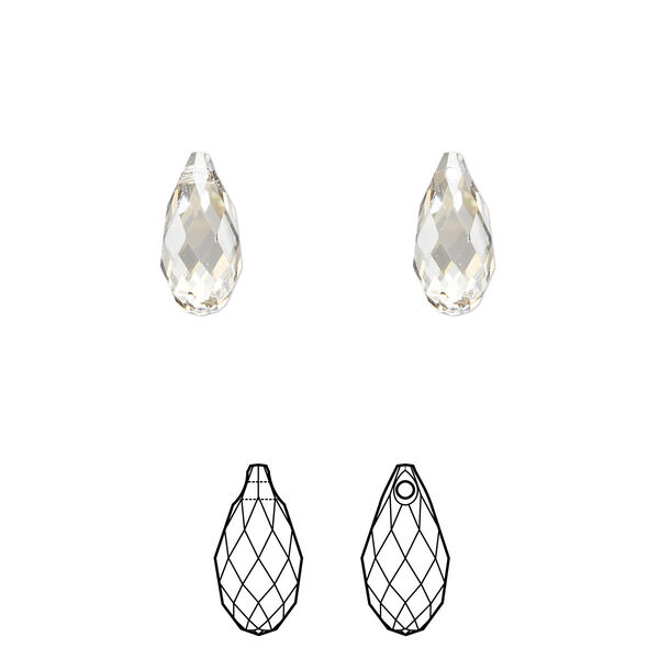 Briolette 2pk crystal silver shade, Crystal Passions® 11x5.5mm pendant drop 6010 image number 0