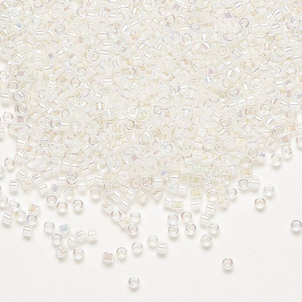 Seed bead, Delica®, glass, pkg/250g, #11 round, translucent pale peach-lined rainbow crystal clear (DB-0052). image number 0