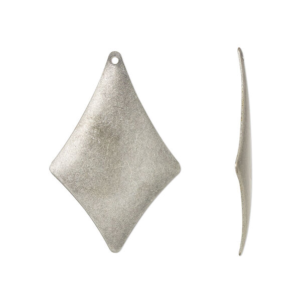 Drop, antique silver-plated steel, 30x20mm kite. Sold per pkg of 50. image number 0