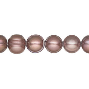 Freshwater 1pkg1, semi-round pearl, 15.5-16 inch orchid 8-10mm cultured