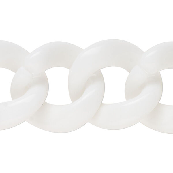 Chain, acrylic, pkg/14 inches, opaque white, 22-23mm curb. image number 0