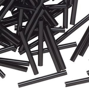 Bugle bead Preciosa Ornela Czech glass 1pk 1 inch, opaque black 23980 500 gram