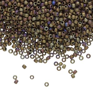 Seed bead, TOHO BEADS®, glass, pkg/50g, #11 round, opaque matte iris brown (TR-11-614).