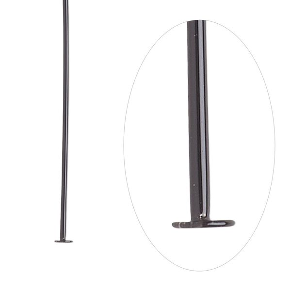 Head pin, electro-coated brass, black, 1-1/2 inches, 21 gauge. Sold per pkg of 10. image number 0