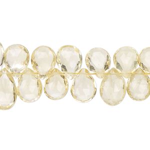 Citrine 1pkg1, hand-cut top-drilled faceted puffed teardrop bead 8 inch 9x7mm-12x9mm