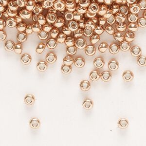 Seed bead, Miyuki, glass, pkg/50g, #8 rocaille, opaque galvanized champagne, (RR-1072L).