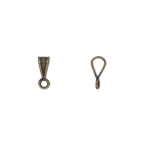 Bail, antique gold-plated brass, 7x4mm double-sided textured with closed loop. Sold per pkg of 20. image number 0