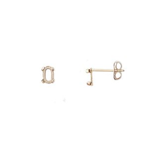 Earstud 1pkg2 Cab-Tite™ 14Kt gold-filled, 5x3mm oval 4-prong setting / earnuts, 1 pair