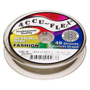 Beading wire, Accu-Flex®, nylon and stainless steel, bronze, 49 strand, 0.014-inch diameter. Sold per 100-foot spool.
