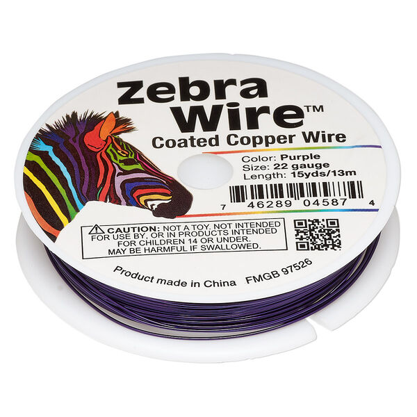 Wire, Zebra Wire™, color-coated copper, purple, round, 22 gauge. Sold per 15-yard spool. image number 0