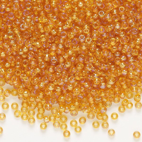 Seed bead, Preciosa Ornela Czech glass, pkg/50g, #10 rocaille, translucent rainbow topaz, (11050). image number 0
