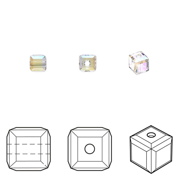 Bead 48pk crystal shimmer, Crystal Passions® 4mm cube 5601 image number 0