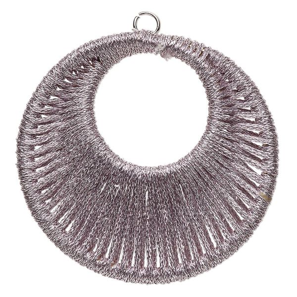 Focal, nylon and imitation rhodium finished steel, metallic lavender, 44.5mm wrapped go-go. Sold per pkg of 2. image number 0
