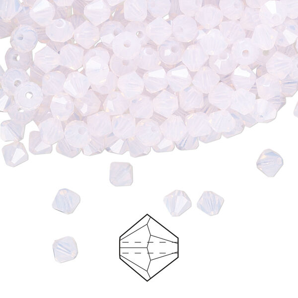 Bead 144pk rose opal, Preciosa Czech crystal 4mm bicone image number 0