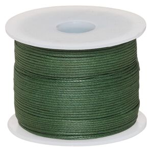 Cord, waxed cotton, dark green, 0.5mm. Sold per 100-meter spool.