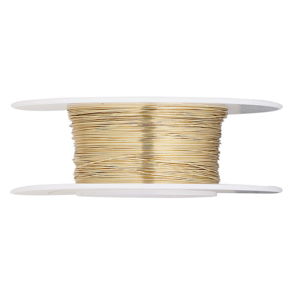 Wire, 12Kt gold-filled, half-hard, round, 30 gauge. Sold per 1/4 ounce spool. image number 0
