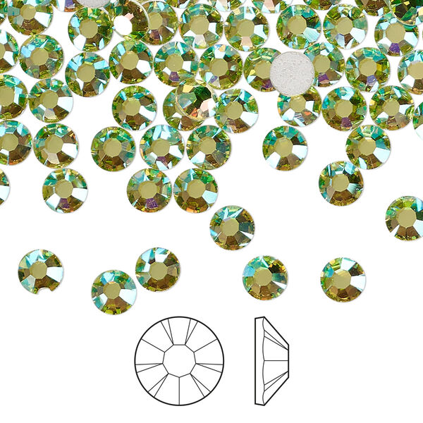 Flat back 1440pk limecicle AB foil back, Preciosa MAXIMA Czech crystal hotfix rhinestone 4.6-4.8mm chaton rose round SS20 image number 0