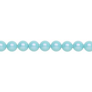 Pearl 100pk iridescent light turquoise, Crystal Passions® 5mm round 5810