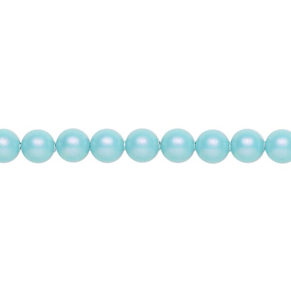 Pearl 100pk iridescent light turquoise, Crystal Passions® 5mm round 5810 image number 0