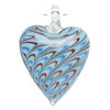 Focal, lampworked glass 1pkg1, translucent and opaque light blue / multicolored, 42x29mm-44x31mm single-sided heart with swirl design. image number 1