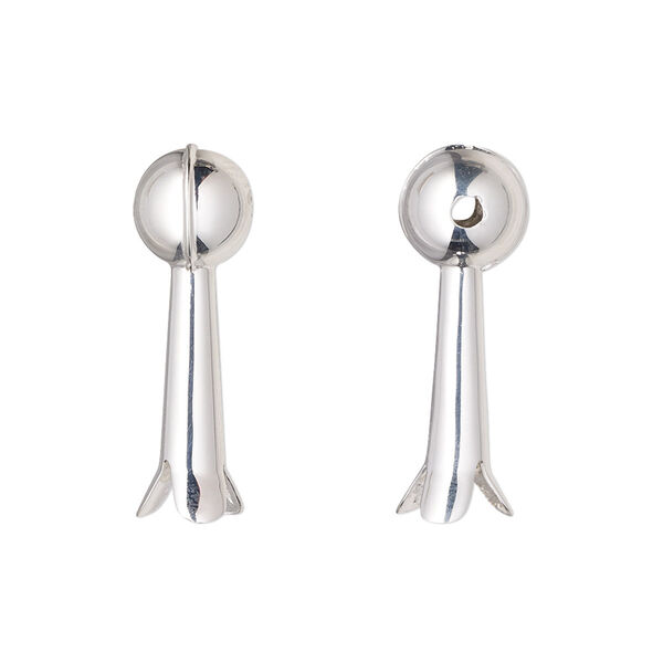 Bead, sterling silver, 25x8.5mm squash blossom. Sold individually. image number 0